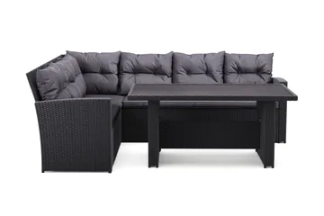 James 5-sits Vänstervänd Loungegrupp Utomhus – Soffgrupp med mörgrå dynor och bord i konstrotting - Grå - Products - Utemöbler & utemiljö - Loungemöbler - Loungeset & loungegrupp