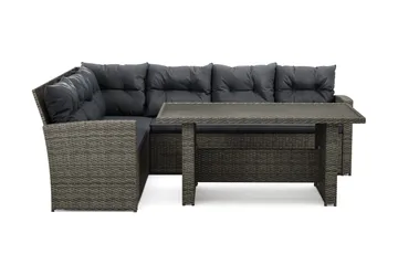 James 5-sits Vänstervänd Loungegrupp Utomhus – Soffgrupp med mörgrå dynor och bord i konstrotting - Grå - Products - Utemöbler & utemiljö - Loungemöbler - Loungeset & loungegrupp