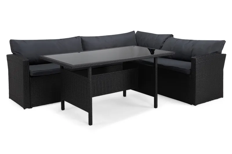 James Light Soffgrupp och Loungegrupp Utomhus  5-sits i konstrotting för Trädgård och Uteplats - Svart / Svarta dynor - Products - Utemöbler & utemiljö - Loungemöbler - Loungeset & loungegrupp