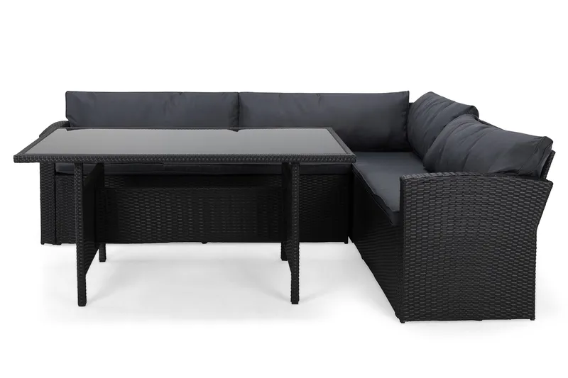 James Light Soffgrupp och Loungegrupp Utomhus  5-sits i konstrotting för Trädgård och Uteplats - Svart / Svarta dynor - Products - Utemöbler & utemiljö - Loungemöbler - Loungeset & loungegrupp