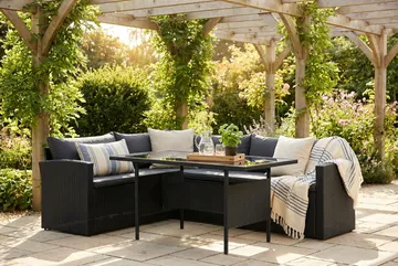 James Light Soffgrupp och Loungegrupp Utomhus 5-sits i konstrotting för trädgård och uteplats - Svart / Svarta dynor - Products - Utemöbler & utemiljö - Loungemöbler - Loungeset & loungegrupp