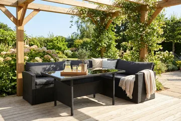 James Light Soffgrupp och Loungegrupp Utomhus  5-sits i konstrotting för Trädgård och Uteplats - Svart / Svarta dynor - Products - Utemöbler & utemiljö - Loungemöbler - Loungeset & loungegrupp