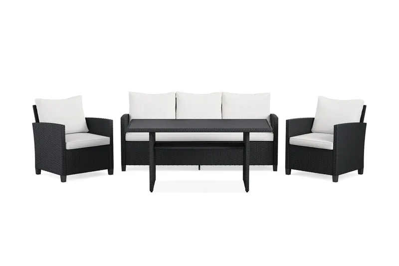 James Light Soffgrupp utomhus i konstrotting - Svart - Products - Utemöbler & utemiljö - Loungemöbler - Loungeset & loungegrupp