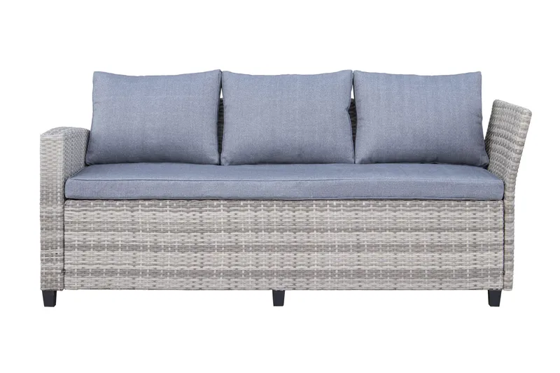 James Light Stor L-formad vändbar loungegrupp utomhus i konstrotting med förvaring och gråa dynor - Grå - Products - Utemöbler & utemiljö - Loungemöbler - Loungeset & loungegrupp
