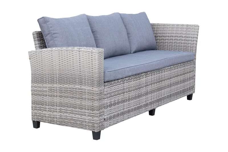 James Light Stor L-formad vändbar loungegrupp utomhus i konstrotting med förvaring och gråa dynor - Grå - Products - Utemöbler & utemiljö - Loungemöbler - Loungeset & loungegrupp