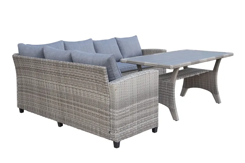 James Light Stor L-formad vändbar loungegrupp utomhus i konstrotting med förvaring och gråa dynor - Grå - Products - Utemöbler & utemiljö - Loungemöbler - Loungeset & loungegrupp
