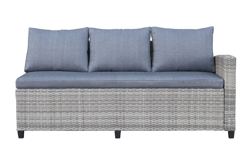 James Light Stor L-formad vändbar loungegrupp utomhus i konstrotting med förvaring och gråa dynor - Grå - Products - Utemöbler & utemiljö - Loungemöbler - Loungeset & loungegrupp