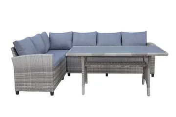 James Light Stor L-formad vändbar loungegrupp utomhus i konstrotting med förvaring och gråa dynor - Grå - Products - Utemöbler & utemiljö - Loungemöbler - Loungeset & loungegrupp