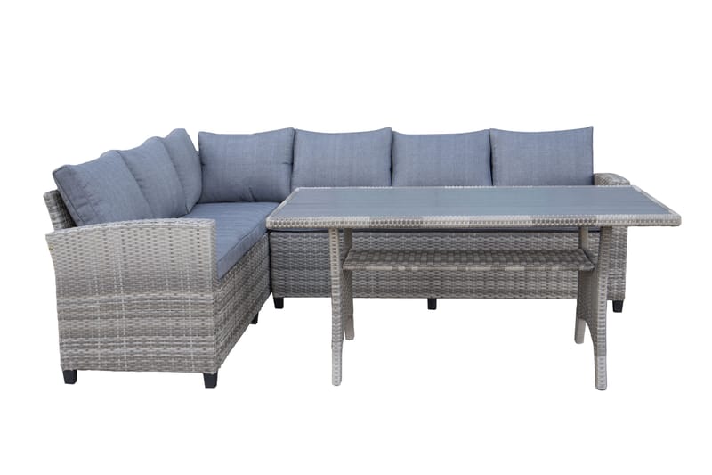 James Light Stor L-formad vändbar loungegrupp utomhus i konstrotting med förvaring och gråa dynor - Grå - Products - Utemöbler & utemiljö - Loungemöbler - Loungeset & loungegrupp