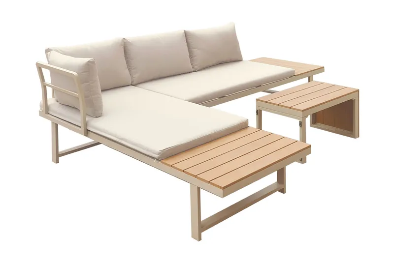Lainelle 4-sits Soffgrupp för altan och terrass med beige dynor - Beige - Products - Utemöbler & utemiljö - Loungemöbler - Loungeset & loungegrupp
