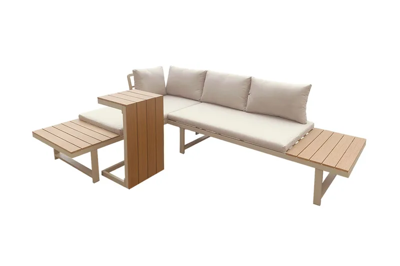 Lainelle 4-sits Soffgrupp för altan och terrass med beige dynor - Beige - Products - Utemöbler & utemiljö - Loungemöbler - Loungeset & loungegrupp