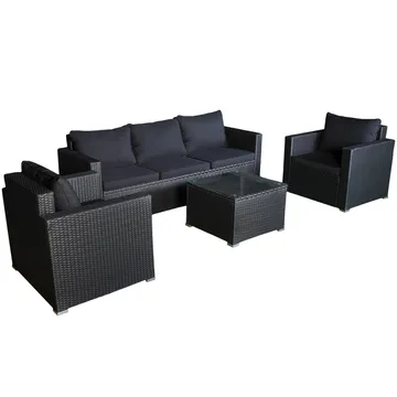 Loungegrupp utemöbler | Svart konstrotting | Huvudskär - Products - Utemöbler & utemiljö - Loungemöbler - Loungeset & loungegrupp