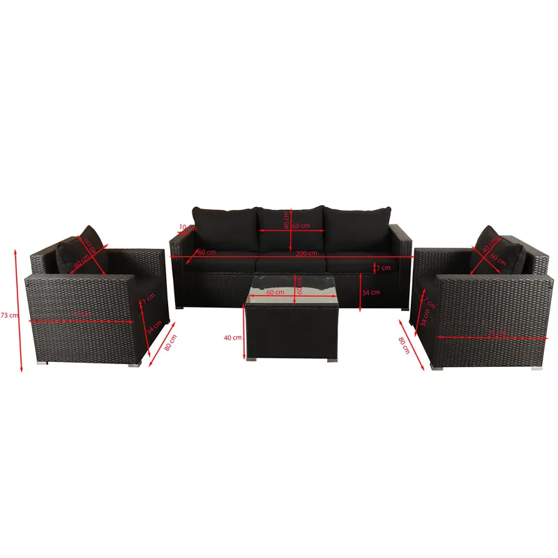 Loungegrupp utemöbler | Svart konstrotting | Huvudskär - Products - Utemöbler & utemiljö - Loungemöbler - Loungeset & loungegrupp