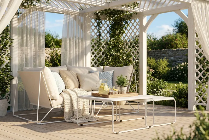 Usteryd utomhus rak 2-sits soffa - Beige/Beige - Products - Utemöbler & utemiljö - Loungemöbler - Loungeset & loungegrupp