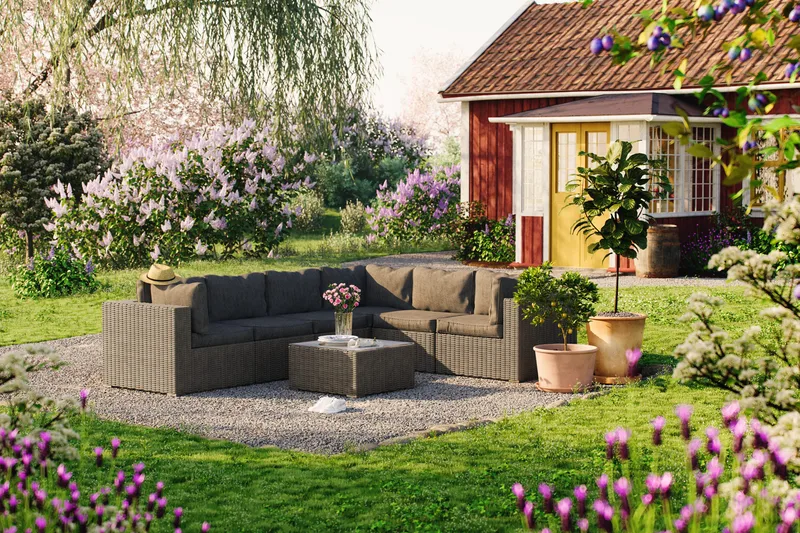 Marcus Loungegrupp - Brun / Sand / Gråa dynor - Products - Utemöbler & utemiljö - Loungemöbler - Loungeset & loungegrupp