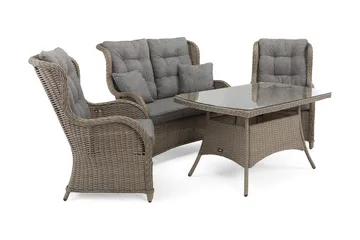 Marcus Soffgrupp 2-sits Ink. Fåtöljer - Brun / Gråa dynor - Products - Utemöbler & utemiljö - Loungemöbler - Loungeset & loungegrupp