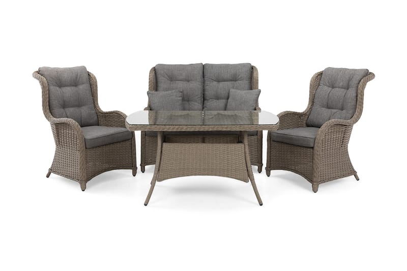 Marcus Soffgrupp 2-sits Ink. Fåtöljer - Brun / Gråa dynor - Products - Utemöbler & utemiljö - Loungemöbler - Loungeset & loungegrupp