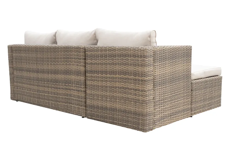 Mendoza l-formad 4-sits soffgrupp i konstrotting för altan och terrass - Brun / Beige dynor - Products - Utemöbler & utemiljö - Loungemöbler - Loungeset & loungegrupp