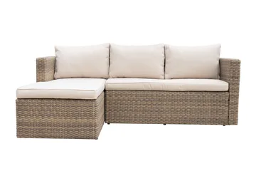 Mendoza l-formad 4-sits soffgrupp i konstrotting för altan och terrass - Brun / Beige dynor - Products - Utemöbler & utemiljö - Loungemöbler - Loungeset & loungegrupp