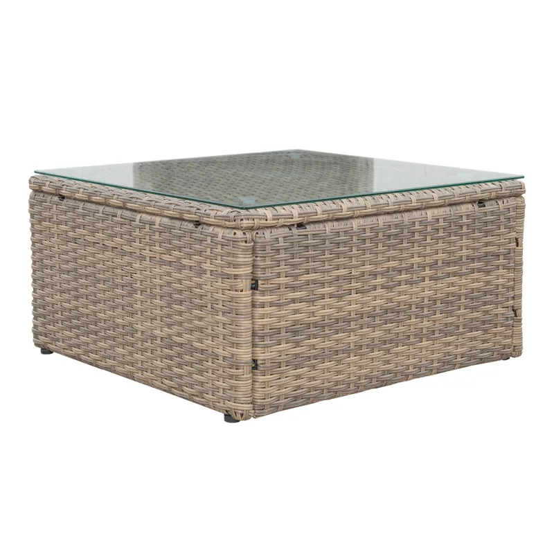 Mendoza l-formad 4-sits soffgrupp i konstrotting för altan och terrass - Brun / Beige dynor - Products - Utemöbler & utemiljö - Loungemöbler - Loungeset & loungegrupp