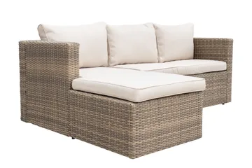 Mendoza l-formad 4-sits soffgrupp i konstrotting för altan och terrass - Brun / Beige dynor - Products - Utemöbler & utemiljö - Loungemöbler - Loungeset & loungegrupp