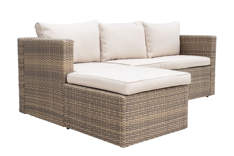 Mendoza l-formad 4-sits soffgrupp i konstrotting för altan och terrass - Brun / Beige dynor - Products - Utemöbler & utemiljö - Loungemöbler - Loungeset & loungegrupp