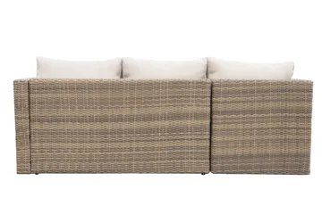 Mendoza l-formad 4-sits soffgrupp i konstrotting för altan och terrass - Brun / Beige dynor - Products - Utemöbler & utemiljö - Loungemöbler - Loungeset & loungegrupp