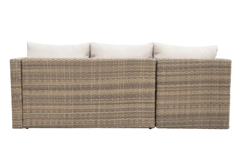 Mendoza l-formad 4-sits soffgrupp i konstrotting för altan och terrass - Brun / Beige dynor - Products - Utemöbler & utemiljö - Loungemöbler - Loungeset & loungegrupp