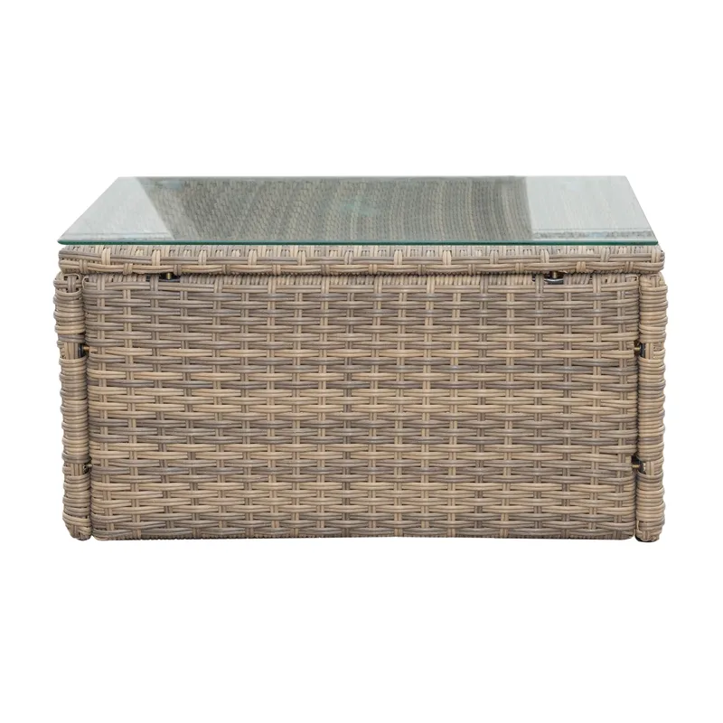 Mendoza l-formad 4-sits soffgrupp i konstrotting för altan och terrass - Brun / Beige dynor - Products - Utemöbler & utemiljö - Loungemöbler - Loungeset & loungegrupp