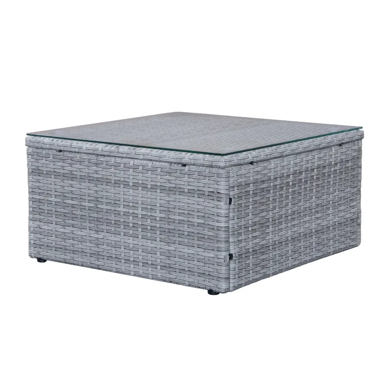 Mendoza l-formad 4-sits soffgrupp i konstrotting för altan och terrass - Grå / Blåa dynor - Products - Utemöbler & utemiljö - Loungemöbler - Loungeset & loungegrupp