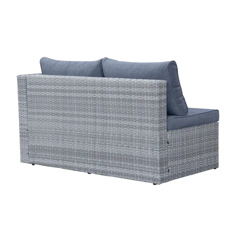 Mendoza l-formad 4-sits soffgrupp i konstrotting för altan och terrass - Grå / Blåa dynor - Products - Utemöbler & utemiljö - Loungemöbler - Loungeset & loungegrupp