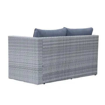 Mendoza l-formad 4-sits soffgrupp i konstrotting för altan och terrass - Grå / Blåa dynor - Products - Utemöbler & utemiljö - Loungemöbler - Loungeset & loungegrupp