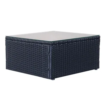 Mendoza l-formad 4-sits soffgrupp i konstrotting för altan och terrass - Svart / Vita dynor - Products - Utemöbler & utemiljö - Loungemöbler - Loungeset & loungegrupp