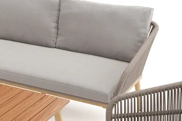Morrocco 4-sits Soffgrupp utomhus med grå dynor och soffbord med trä utseende - Brun - Products - Utemöbler & utemiljö - Loungemöbler - Loungeset & loungegrupp