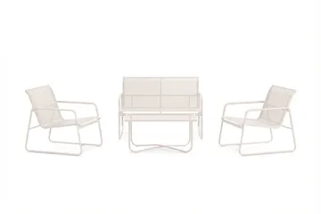 Pelanda Loungegrupp  - Soffa och 2 fåtöljer i stål soffbord med frostad glasskiva - Ljusbeige - Products - Utemöbler & utemiljö - Loungemöbler - Loungeset & loungegrupp