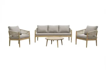 Siana 5-sits Loungegrupp i trä utseende med repdetaljer - Natur / Beige - Products - Utemöbler & utemiljö - Loungemöbler - Loungeset & loungegrupp