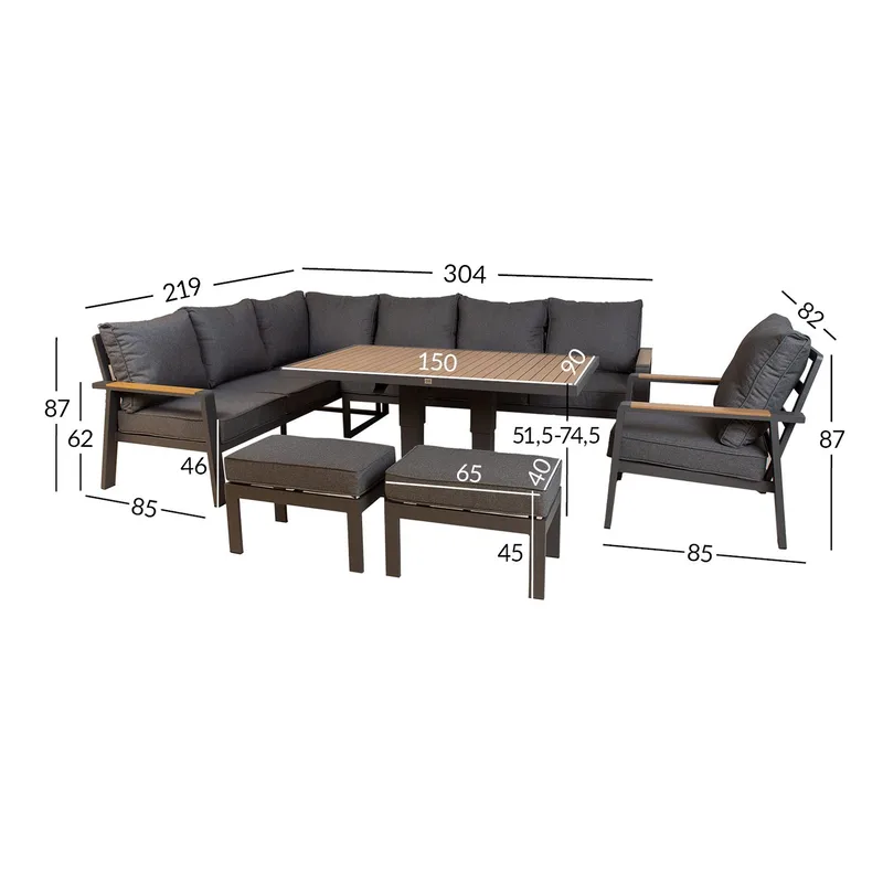 Trädgårdsmöbelset Telor - grå - Products - Utemöbler & utemiljö - Loungemöbler - Loungeset & loungegrupp