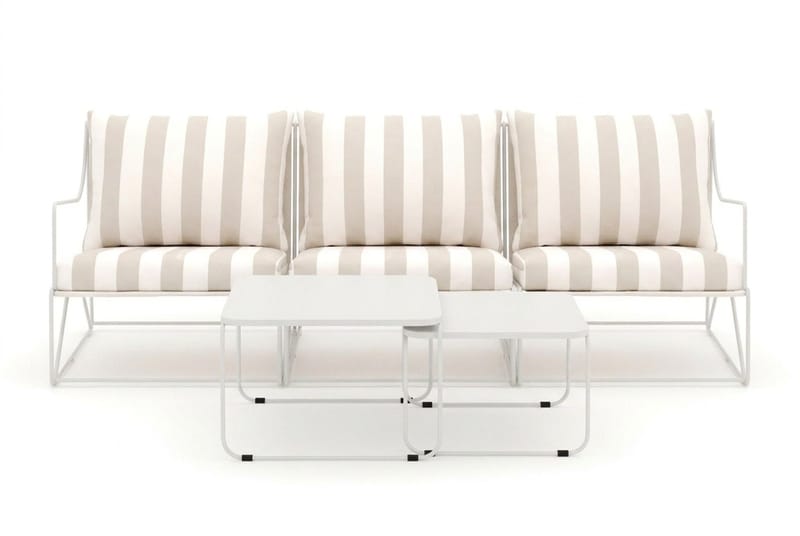 Usteryd 3 sits Loungesoffa med satsbord - Beige/Striped - Products - Utemöbler & utemiljö - Loungemöbler - Loungeset & loungegrupp