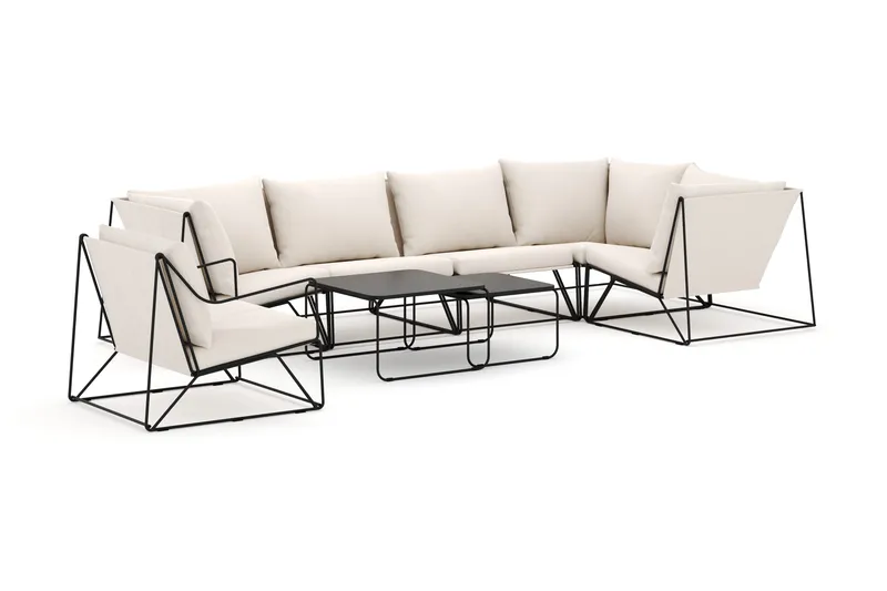 Usteryd utomhus hörnsoffa 6-sits vändbar med fåtölj - Svart/Beige - Products - Utemöbler & utemiljö - Loungemöbler - Loungesoffor