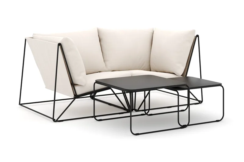 Usteryd utomhus rak 2-sits soffa, Svart/Beige