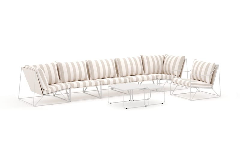 Usteryd utomhus rak 6-sits soffa med fåtölj - Beige/Striped - Products - Utemöbler & utemiljö - Loungemöbler - Loungeset & loungegrupp