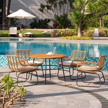 Utematstol Sommar i konstrotting Beige / Svart - 2 st - Svart/Natur - Products - Utemöbler & utemiljö - Loungemöbler - Loungestol utomhus