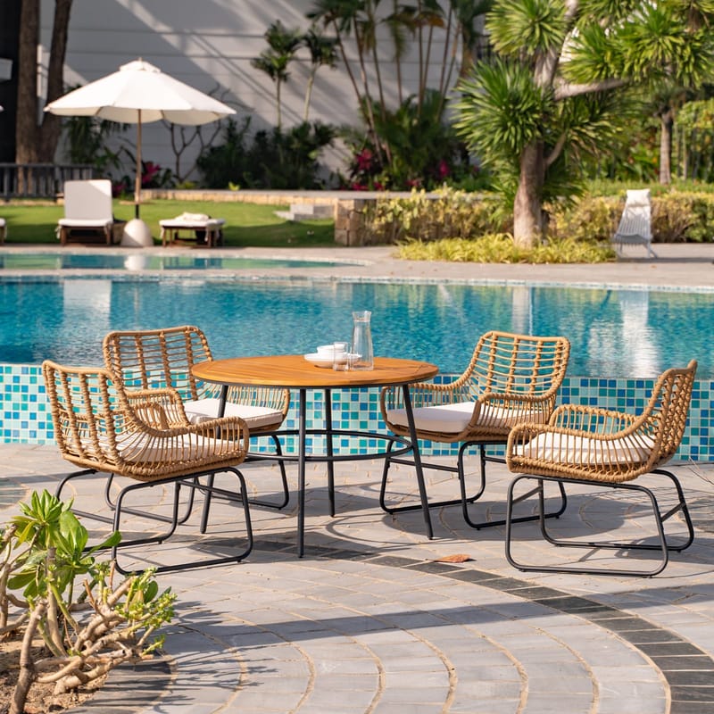 Utematstol Sommar i konstrotting Beige / Svart - 2 st - Svart/Natur - Products - Utemöbler & utemiljö - Loungemöbler - Loungestol utomhus