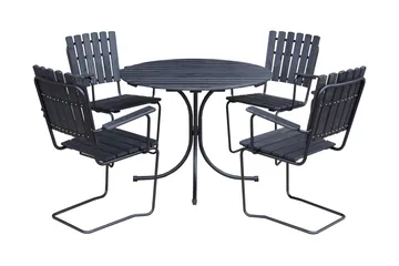 Vaxholm Matgrupp Utomhus Rund - Kaffesvart/Grå - Products - Utemöbler & utemiljö - Loungemöbler - Loungeset & loungegrupp