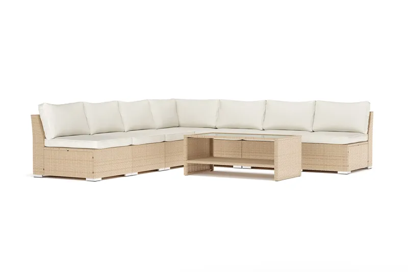 Wisconsin utomhus hörnsoffa 7-sits vändbar med öppet avslut - Beige - Products - Utemöbler & utemiljö - Loungemöbler - Loungeset & loungegrupp