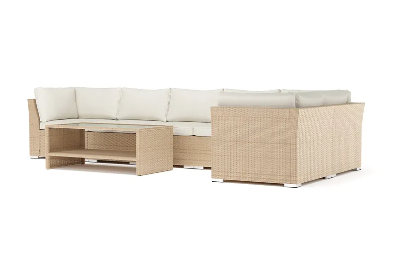Wisconsin utomhus L-soffa 6-sits vändbar, Beige