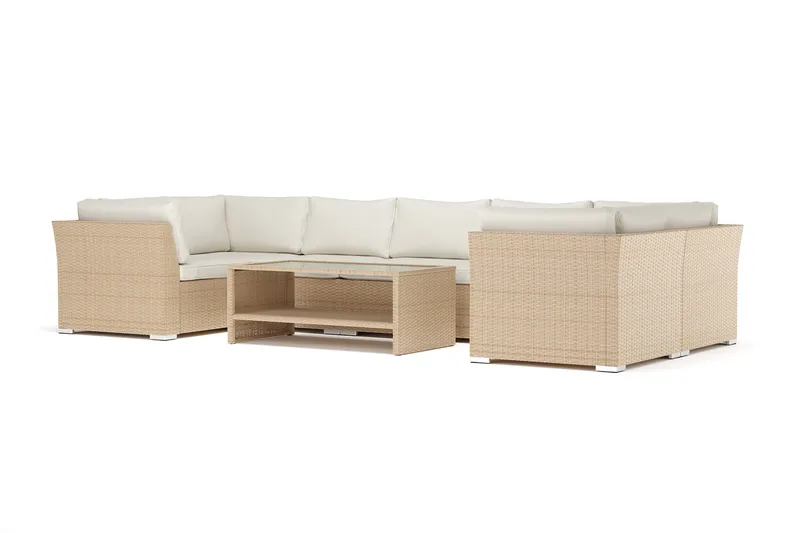 Wisconsin utomhus U-soffa 7-sits med stängt avslut - Beige - Products - Utemöbler & utemiljö - Loungemöbler - Loungeset & loungegrupp