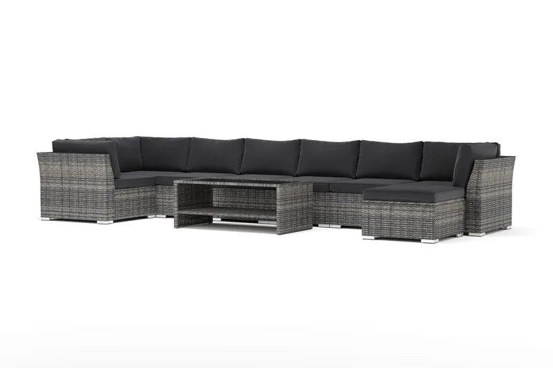 Wisconsin utomhus U-soffa 8-sits med vändbar divan - Grå - Products - Utemöbler & utemiljö - Loungemöbler - Loungeset & loungegrupp
