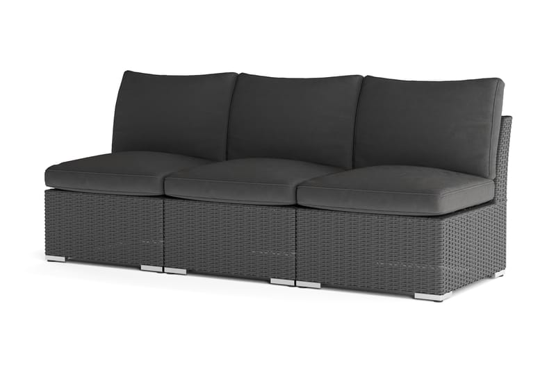 Wisconsin Premium Loungesoffa Utomhus utan Armstöd 3-sits Konstrotting - Svart - Products - Utemöbler & utemiljö - Loungemöbler - Loungesoffor