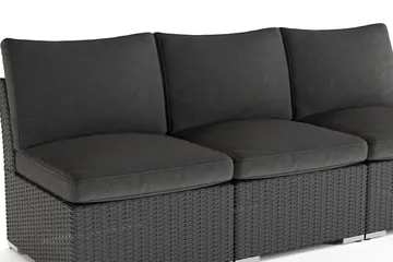 Wisconsin Premium Loungesoffa Utomhus utan Armstöd 3-sits Konstrotting - Svart - Products - Utemöbler & utemiljö - Loungemöbler - Loungesoffor